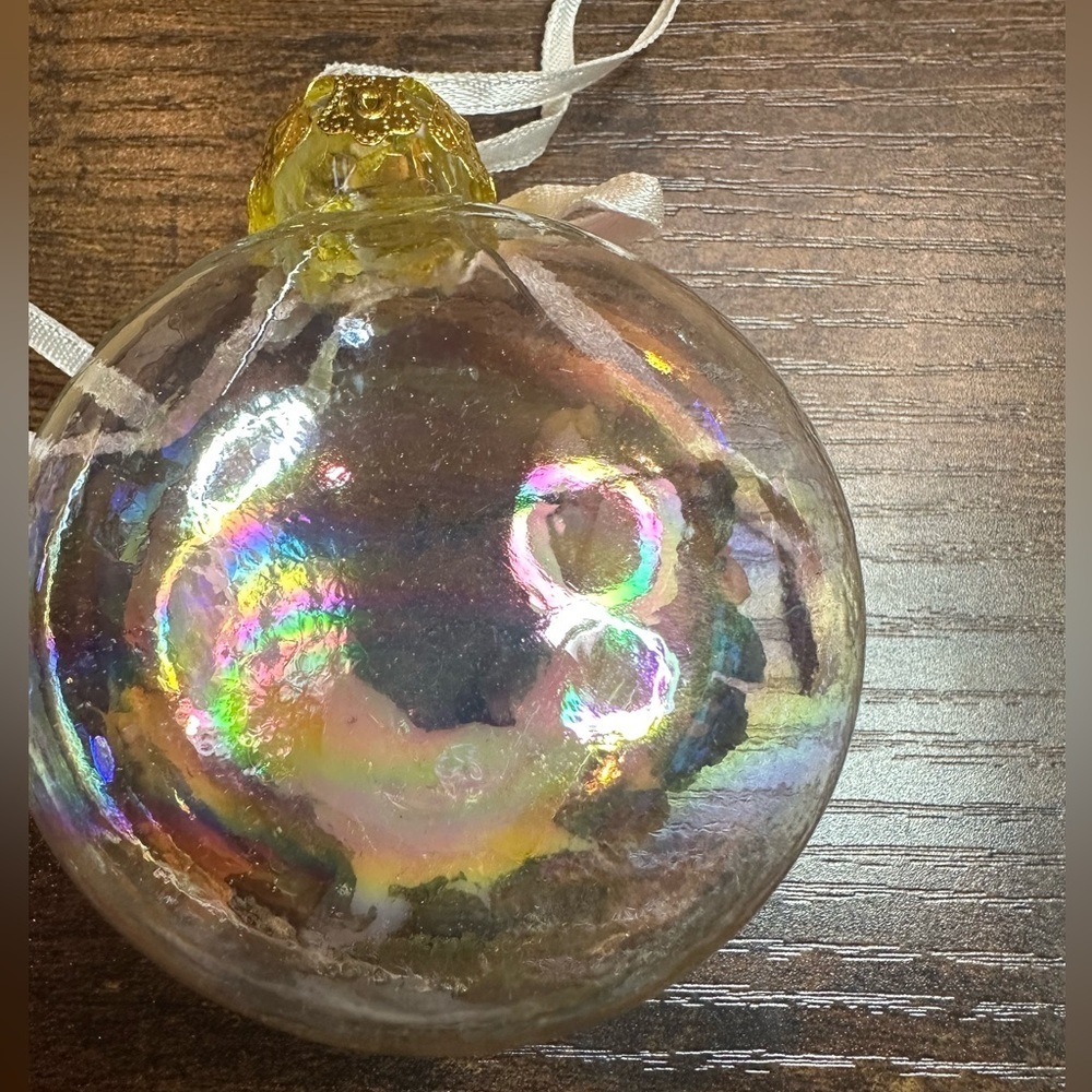Victorian Christmas Ornament Set of 3 Hand Blown Clear Glass Roses Ribbons​​​ - Picture 8 of 11